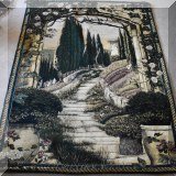 DR06. Manual Woodworkers & Weavers tapestry featuring French Provinicial scene. 76”h x 57”w
